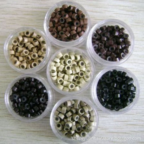 I-tip human hair micro silicone-lined copper rings, blonde color